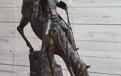 Remington Inspired Descending Mountain Man Bronze Sculpture - 25.5" x 20"