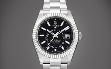 Rolex Sky-Dweller, Reference 326934 | A stainless steel annual calendar dual time zone wristwatch with date and bracelet, Circa 2019 | 勞力士 | Sky-Dweller 型號326934 | 精鋼年曆兩地時間鏈帶腕錶，備日期顯示，約2019年製