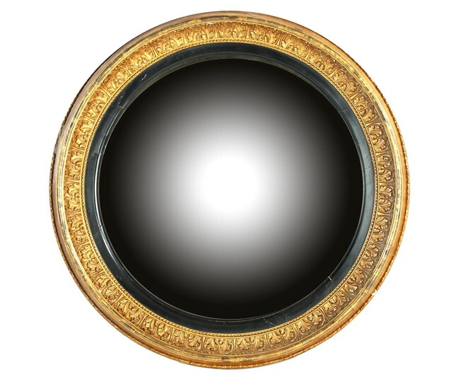 (-), Round butler mirror in richly decorated gold-coloured...