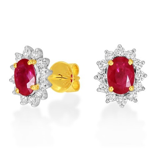 Ruby Earrings set with 1.44ct. Rubies and 0.78 ct. diamonds....