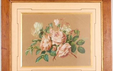 S de VIRY (XIXe-XXe siècle) - Roses blanches...