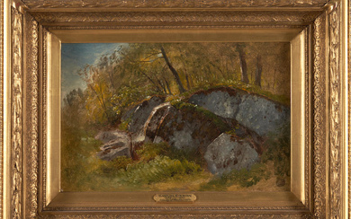 SAMUEL COLMAN (American, 1832-1920) Study of Rocks framed 41.5 x...