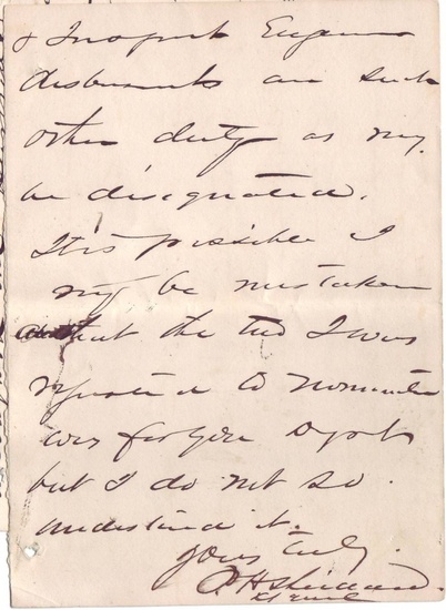 SHERIDAN, PHILIP HENRY. Autograph Letter Signed, 'P.H. Sheridan / Genl,' to 'My dear...