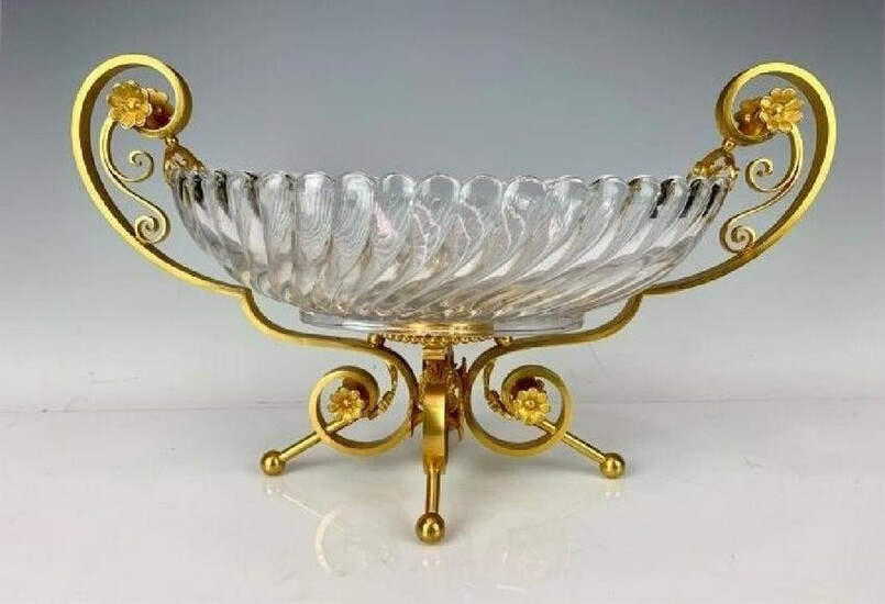 SIGNED BACCARAT AND DORE BRONZE CENTERPIECE