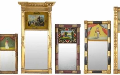 SIX SHERATON MIRRORS From 13" x 11" to 35" x 19".