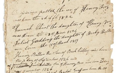 (SLAVERY & ABOLITION.) Family register and 3 letters relating to the enslaved people of the Kimmel
