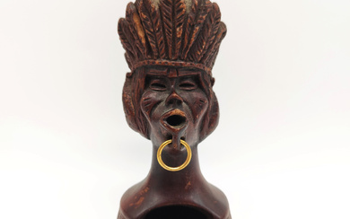 HAND CARVED WOODEN SCULPTURE OF INDIGENOUS FOLK ART FROM BRAZIL - SOUTH AMERICAN SOUL.