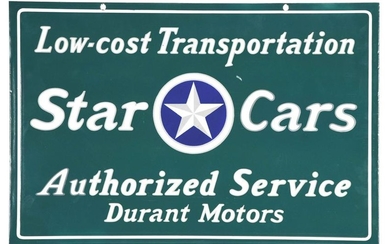 STAR CARS & DURANT MOTORS AUTHORIZED SERVICE SIGN.