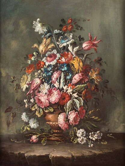 Scuola Veneta della fine del XVIII secolo Natura morta di fiori capriccio...