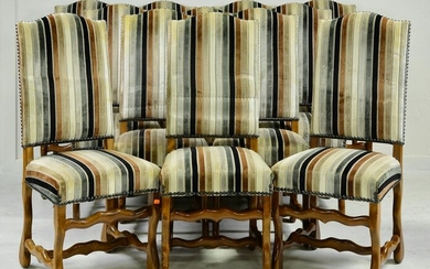 Set of 12 French Mouton Style Upholstered Chairs