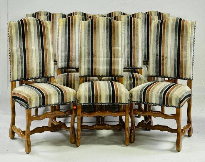 Set of 12 French Mouton Style Upholstered Chairs