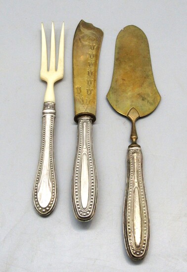 Set of 3 Antique Cutlery Serving Dishes with Handles Coated in 800 Silver