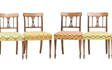 Set of eight Regency mahogany inlaid dining chairs