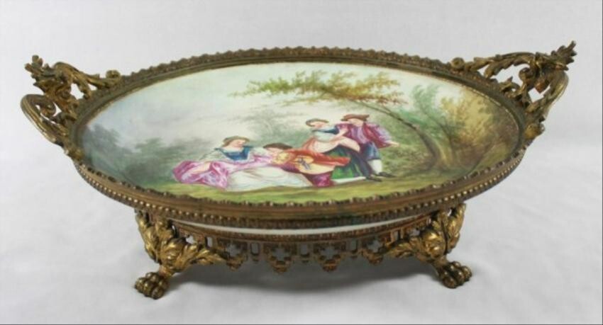 Sevres Style Tray With Handles
