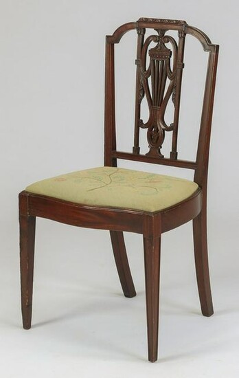 Sheraton style chair w/ needlepoint seat, 19th c.