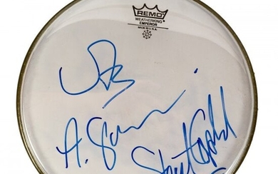 Signed STING SUMMERS COPELAND Drumhead POLICE