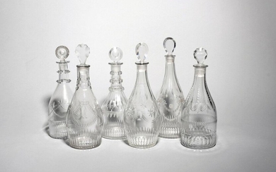 Six decanters and stoppers late 18th/19th century, of Prussian and...