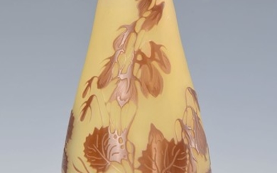 Small vase, Emile Gallé, 1920s, yellow powdered...