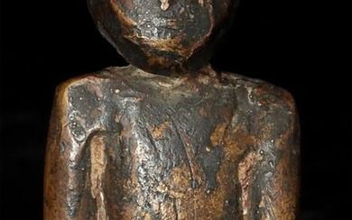 Solid Cast Thai Bronze Devotional Figure.-Early, Exquisite Folk Art, Great Flow
