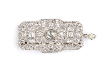 Spilla-pendente in oro con diamanti Anni '30