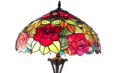 Stained Art Glass Roses Floor Lamp