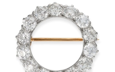 TIFFANY & CO., A DIAMOND CIRCLE BROOCH designed as an open circle set with old cut diamonds, the ...