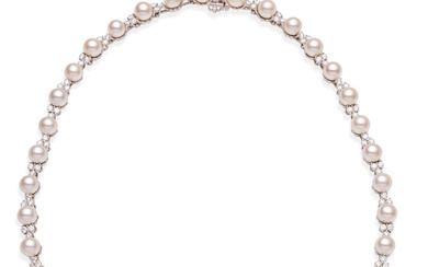 TIFFANY & CO. | CULTURED PEARL AND DIAMOND NECKLACE