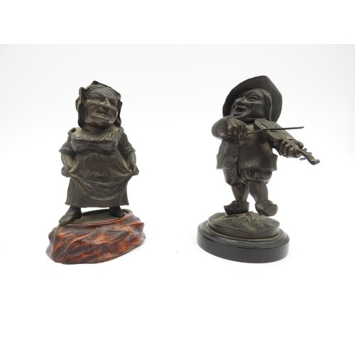 TWO 19TH CENTURY 'GROTESQUE' FIGURAL BRONZE INKWELLS, one in...
