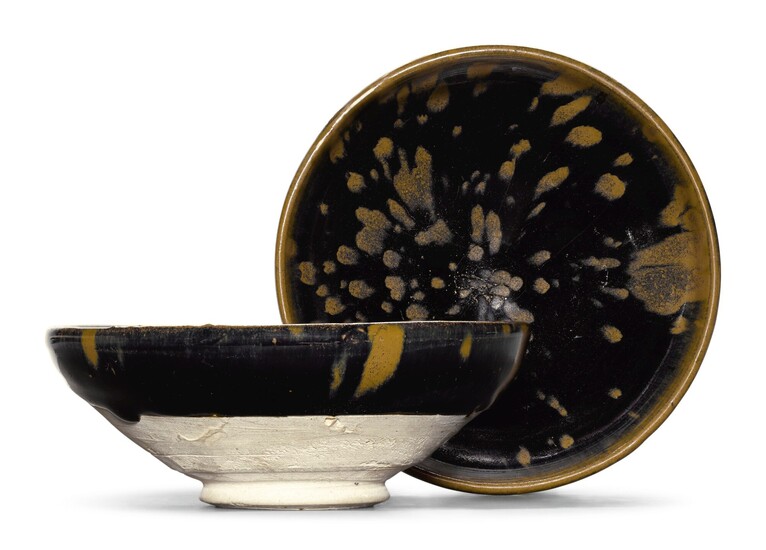 TWO 'CIZHOU' RUSSET-SPLASHED BOWLS SONG DYNASTY