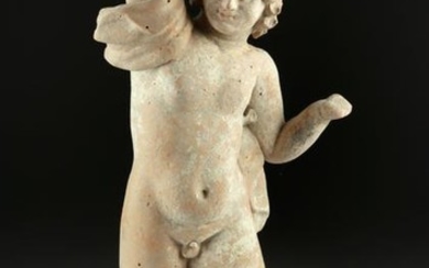 Tall Greek Hellenistic Terracotta Standing Youth