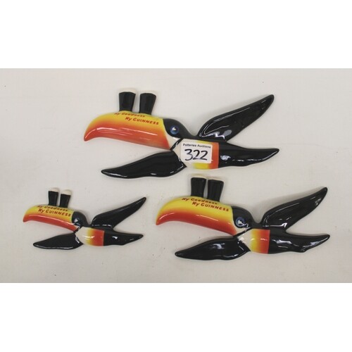 Three Carlton Ware Guinness flying toucan wall plaques