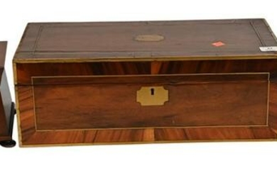 Three Piece Lot, to include a brass inlaid rosewood tea