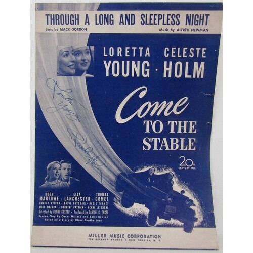 Through A Long Sleepless Night Sheet Music signed by Loretta...