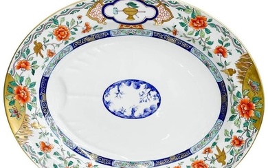 Tiffany Le Tallec Private Stock Hand Painted Oval Serving Tray Imari Pattern