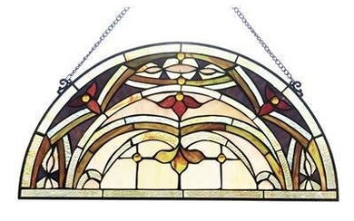 Tiffany Style Stained Glass Semi Circle Hanging Window