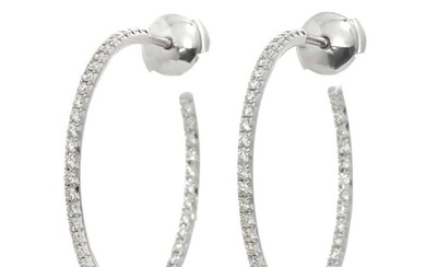 Tiffany TIFFANY&Co. Large Metro Hoop Diamond Earrings K18 WG White Gold 750 Pierced