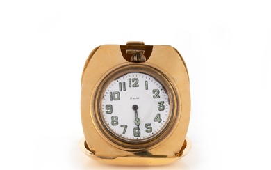 Tiffany & Co. et Octava Watch Co., horloge de voyage en or, milieu du 20e...