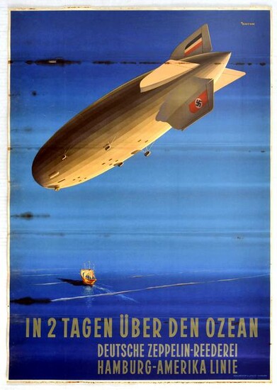 Travel Poster Across the Ocean in 2 days German