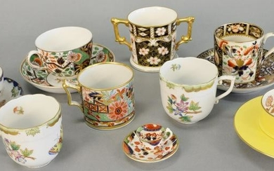 Tray lot with cups and saucers, Royal Crown Derby and