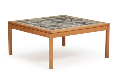 SOLD. Tue Poulsen: A square oak coffee table, top with stoneware tiles. Signed Tue. H. 50.5. L./W. 105 cm. – Bruun Rasmussen Auctioneers of Fine Art