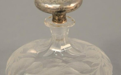 Tuthill cut glass cologne bottle with sterling silver