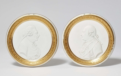 Two Berlin KPM biscuit porcelain plaques with portraits of Friedrich II and Friedrich Wilhelm II