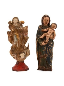 Two Carved and Polychromed Wood Santos Figures
