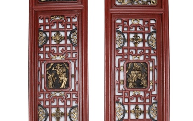 Two Chinese panels of carved wood, 20th century (2)