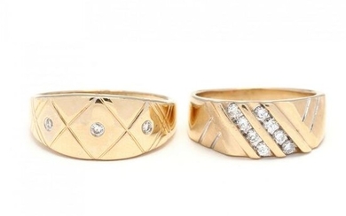 Two Gold and Diamond Gent's Rings