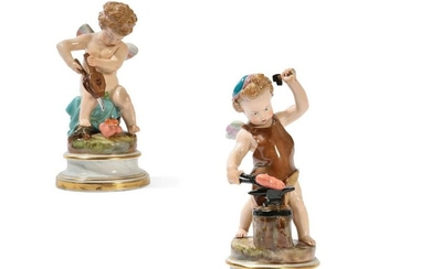 Two Meissen porcelain figure of Cupid