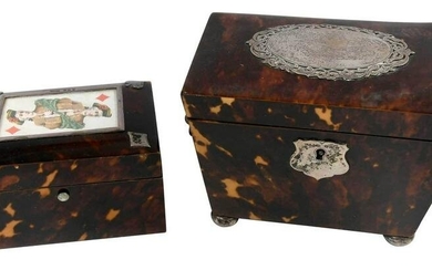 Two Victorian Silver Mounted Tortoiseshell Boxes