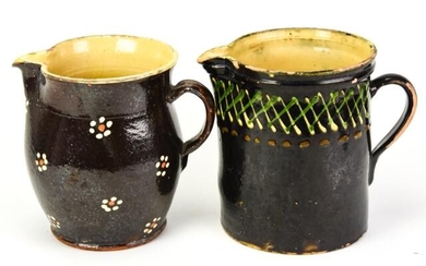 Two Vintage Brown Salt Glazed Ceramic Jugs