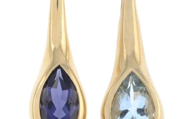 Two gold gem pendants