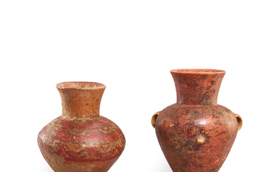 Two small painted pottery jars, Dawenkou culture, c. 4300-2400 BC 大汶口文化 彩陶壺兩件